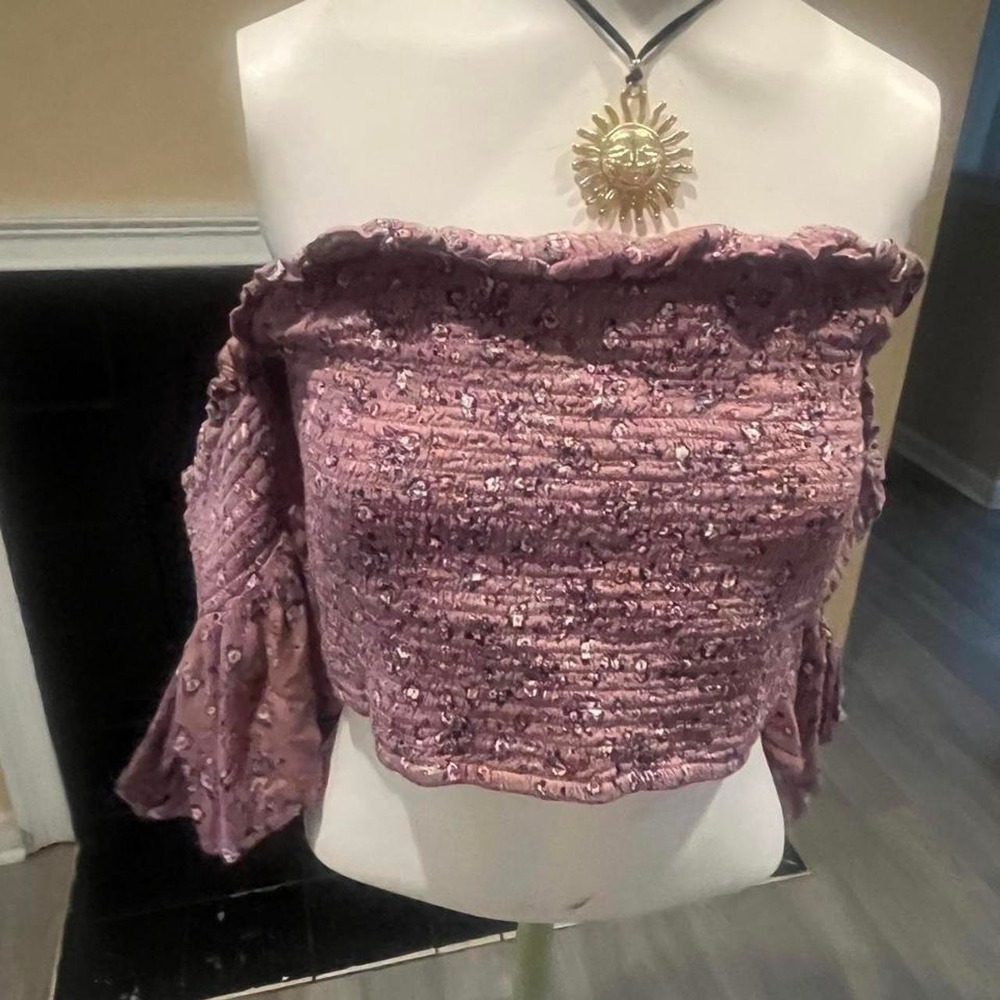 Ruffled sleeve tube floral top Boho cottagecore